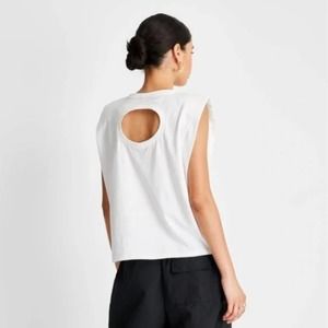 Future Collective White Sleeveless Cut Out Back Knit T-Shirt - White 2X NWOT